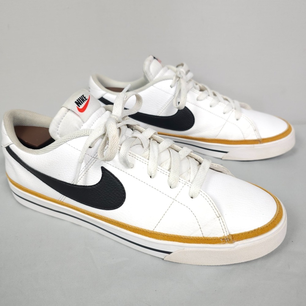 Nike Court Legacy Low Shoes Men Size 13 White Black Tan Leather